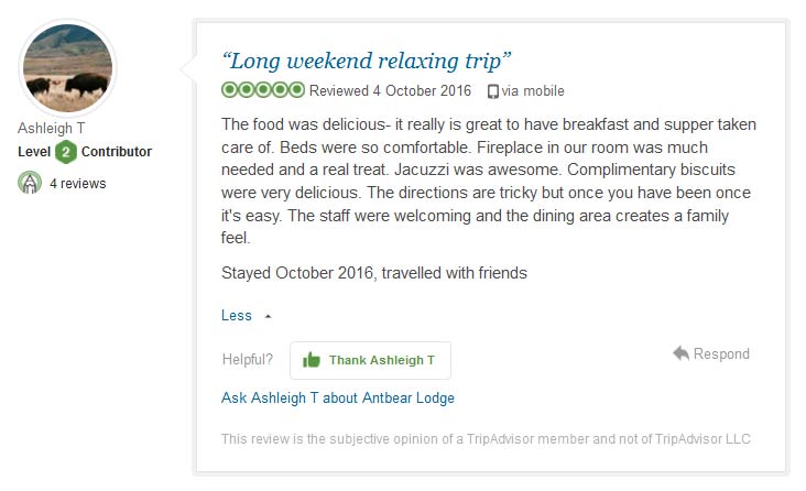 Antbear Lodge Customer Review